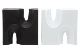Premier Housewares Set Of Two Black And White Bookends For Shelves Arched Contemporary Book Stopper Bold Black and White Contrast Sturdy Synthetic Bookends For Kids 5.17cm x 13cm x 12.7cm