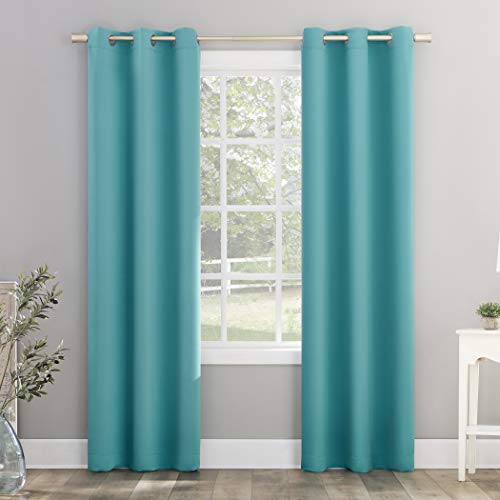 "Sun Zero Riley Kids Bedroom Blackout Grommet Curtain Panel, 40"" x 95"", Surf Blue"
