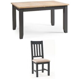 Julian Bowen Berwick Dining Table & 6 Chairs Set, Grey & Oak - W180xD100cm