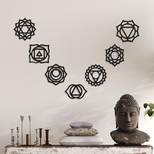 Decorative Metal Wall Accessory Set (10 Pieces), Black, 10 x 10 cm (9) & 10 x 6 cm (1), 100% Metal, 1.5 mm Thick, Easy Wall Hanging, Stylish Home Decor