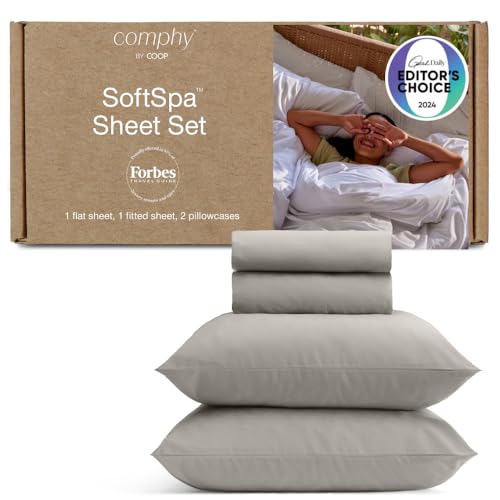 Coop Home Goods Comphy SoftSpa Bed Sheet Set of 4 Pieces, Dove Grey King, Super Soft King Sheets, Flat and Fitted, Luxury Spa and Hotel Quality Bed Sheets and Pillowcase Set