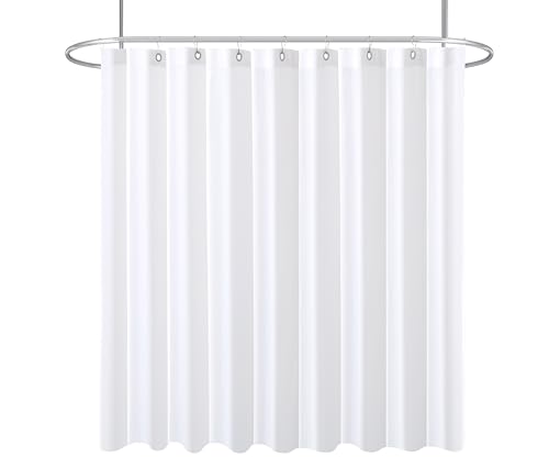 "Biscaynebay Fabric Extra Wide Shower Curtain Liners, White 96"" Width by 72"" Length, Water Resistant Bathroom Curtains, Rust Resistant Grommets Top Weighted Bottom Machine Washable"