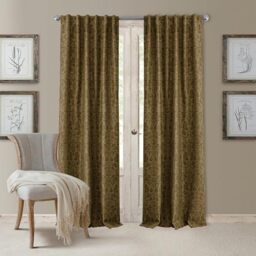 "Elrene Blackout Rod Pocket/Back Tab Window Curtain Panel, Fabric, Antique Gold, 52"" W x 95"" L (Pack of 1)"