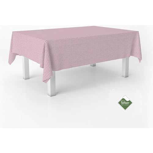 ECOMMERC3 - Stain Resistant Vichy Tablecloth for Rectangular Table Size 200 x 140 cm - Vichy Tablecloth Extra Soft and Waterproof Touch Pink