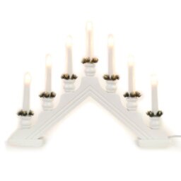 WeRChristmas Pre-Lit Wooden Candle Bridge Window Table with 7 LED Candles, 38 cm - White