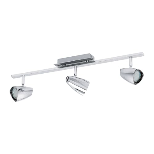 Eglo LED Ceiling Light Corbera, 3-Flame Ceiling lamp, Ceiling Spotlight Made of Metal and Plastic, Living Room lamp in Chrome, spot with GU10 Bulb, Warm White
