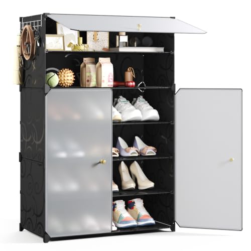 Mondeer Shoe Storage Cabinet, 6-Tier for 18 Pairs of Shoes, Black