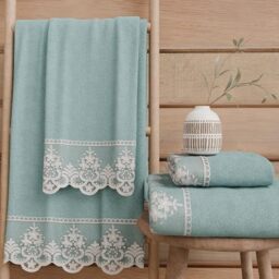 PETTI Artigiani Italiani - 100% Cotton Terry Bath Towels, 1+1 Towel Set, 2 Pieces 1 Face Towel and 1 Hand Towel, Aquamarine