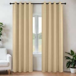 Joydeco Blackout Curtains 84 Inch Length 2 Panels Set, Thermal Insulated Long Curtains& Drapes 2 Burg, Room Darkening Grommet Curtains for Living Room Bedroom Window (W52 x L84 Inch, Beige)