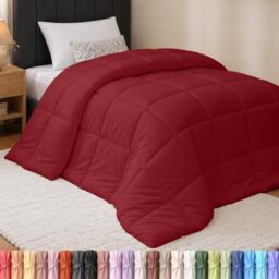 Utopia Bedding Comforter Duvet Insert - Quilted Comforter with Corner Tabs - Box Stitched Down Alternative Comforter (Twin, Burgundy/Red)