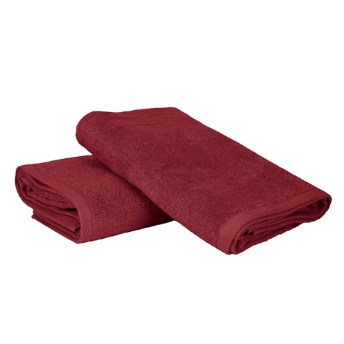 Ruggeri - Set of 2 Bath and Shower Towels 70 x 140 cm - 100% Pure Cotton Extra Soft - Towels Collection - Let's Color! (Red)