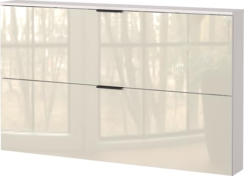 Germania GW-VALEGA Shoe cabinet 2620-572, in Cashmere, front with glass support, 140 x 85 x 19 cm (WxHxD)