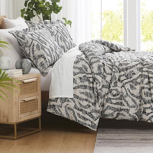 Southshore Fine Living, Inc. Oversized Cal King Duvet Cover Set - Grey California Duvet Cover with Zipper Closure - Pet Hair Resistant Bedding with 2 Pillow Shams, Machine Washable - Khari Slate