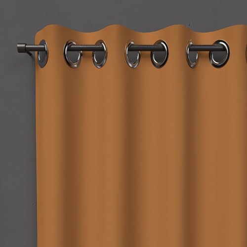 Soleil d'ocre, Alix Blackout Curtain with Eyelets Ochre Polyester, 135 x 250 cm