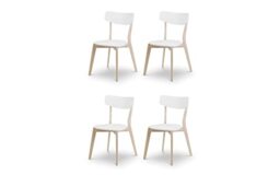 Julian Bowen Casa Dining Chairs, Set Of 4, White/Oak - H80 x W49.5cm