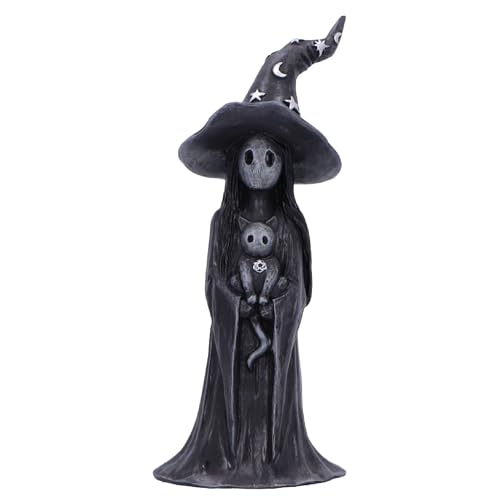 Nemesis Now Little Souls, Glimmer Figurine 12cm, Resin, Black, Witch Ghost - Cat Figurine, Cast in the Finest Resin, Expertly Hand-Painted