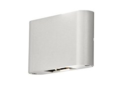 Konstsmide Outdoor Wall Light Mains Powered/Chieri Up Down Adjustable Angle/High Power 2 x 6 W LEDs/Clear Glass Lens/Aluminium/IP54/Outside Light White