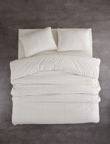 Nuit Des Rêves Elegant Ranforce Double Quilt Cover Set (200 x 200 cm), 100% Cotton, Cream & Black, Includes 2 Pillowcases (80 x 80 cm), Machine Washable at 40°C