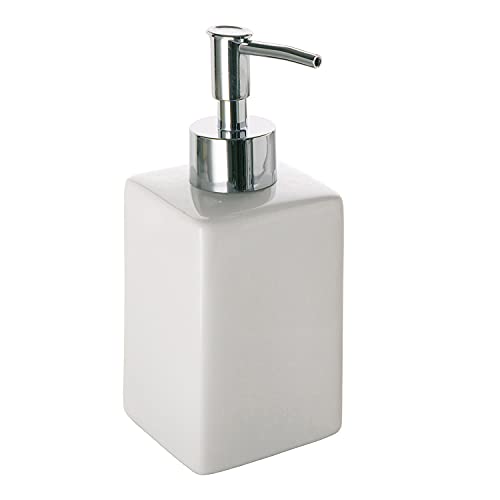 Gedy Queenstown Soap Dispenser, Dimensions and Weight: 16, 5 x 6.5 cm & 0.5 kg, Soap Dispenser in Eco Ceramic, White Finish, R&D Design, 2 Years Warranty, Unique