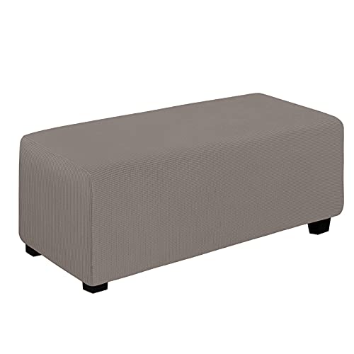 Easy-Going Stretch X-Large Rectangle Ottoman Cover Taupe - Folding Storage Footstool Furniture Protector Soft slipcover with Elastic Bottom
