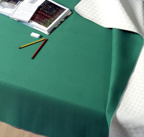 GEMITEX Table Protector Made in Italy Anti-Slip, Shockproof, Double-Sided White/Green, 140 x 180 cm, Furnishes and Protects Your Table from Shocks, Scratches and Liquids, Rifitino with Overlock Edge