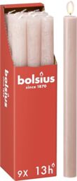 Bolsius Rustic Dinner Candles - Light Pink - Pack of 9 - Long Burning Time of 13 Hours - Household Candle - Interior Decoration - Unscented - Natural Vegan Wax - 27 x 2.3 cm