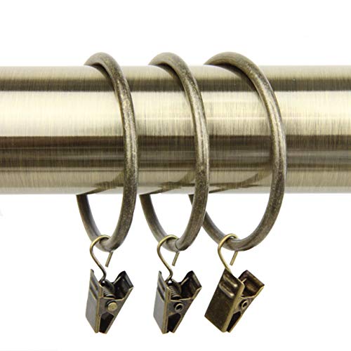 Rod Desyne 2 inch Curtain Rings w/Clip, Antique Brass