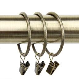 Rod Desyne 2 inch Curtain Rings w/Clip, Antique Brass
