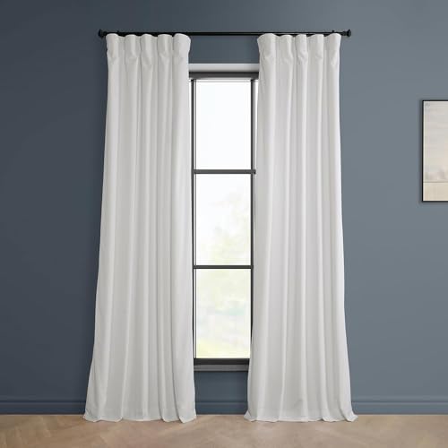 HPD Half Price Drapes Heritage Plush Velvet Curtains 108 Inches Long Room Darkening Curtains for Bedroom & Living Room 50W x 108L, (1 Panel), Pillow White