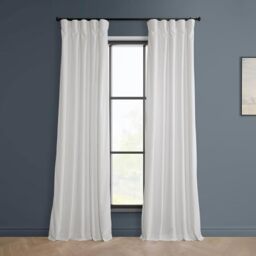 HPD Half Price Drapes Heritage Plush Velvet Curtains 108 Inches Long Room Darkening Curtains for Bedroom & Living Room 50W x 108L, (1 Panel), Pillow White