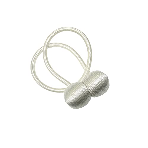 Gardinia Flex-S Tiebacks for Curtains and Curtains with Magnetic for Easy Attachment, Ball Diameter Approx. 30 mm, Cord Diameter Approx. 6 mm, Magnetic Tieback, White, 48 cm