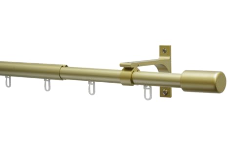 GARDINIA Thasos Curtain Pole Set, Telescopic Function, Inner Rail, Complete Set Including Accessories and Mounting Material, Length 100-190 cm, Diameter 19/22 mm, Aluminium, Matte Gold