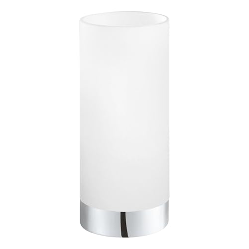 Eglo Table lamp Damasco 1, 1 Flame Table lamp, Bedside lamp Made of Steel, Colour: Chrome, Glass: satinised, White, Socket: E27, incl. Switch
