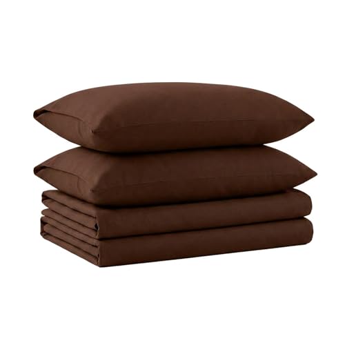 Tribeca Living California King Luxury Solid Flannel Deep Pocket Sheet Set, Chocolate