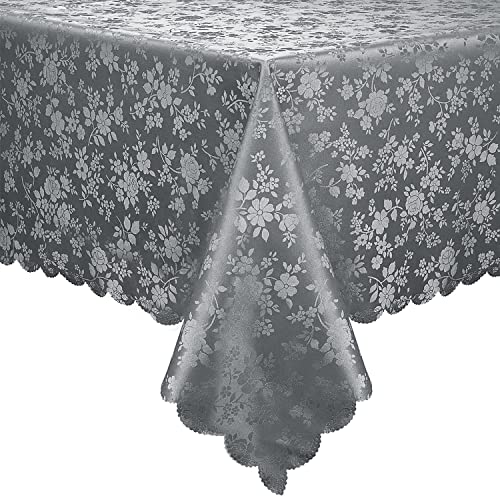 "smiry Waterproof Vinyl Tablecloth, Square Heavy Duty Table Cloth, Wipeable Table Cover for Kitchen and Dining Room (Grey, 54"" X 78"")"