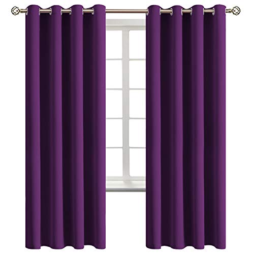 BGment Blackout Curtains for Bedroom - Grommet Thermal Insulated Room Darkening Curtains for Living Room, Set of 2 Panels (52 x 72 Inch, Purple)