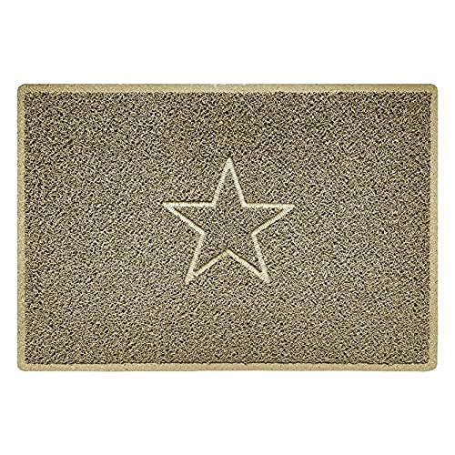 Nicoman Star Shape Embossed Entrance Door Mat Non Slip Dirt Trapper PVC Spaghetti Mat with Rubber Base, Jet Washable Quick Drying Doormat Indoor or Outdoor - (Large, Beige, 90 x 60cm)