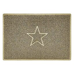 Nicoman Star Shape Embossed Entrance Door Mat Non Slip Dirt Trapper PVC Spaghetti Mat with Rubber Base, Jet Washable Quick Drying Doormat Indoor or Outdoor - (Large, Beige, 90 x 60cm)