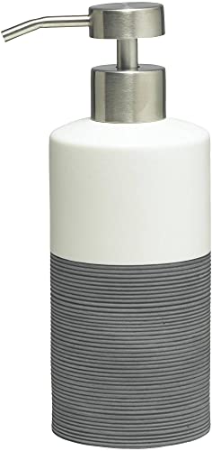 Sealskin Doppio Soap Dispenser, Porcelain, Grey, 8.5 x 18 x 6.7 cm