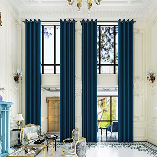 Grichril Extra Long Blackout Curtains - 2 Story High Living Room Drapes - Tall Curtains for High Ceiling or Long Window - 144 156 168 192 204 216 240 Inch 12ft-20ft Length(1 Panel,Navy, 100???x204???)