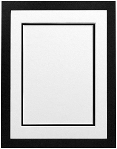 "FRAMES BY POST H7 Black Picture Photo Frame With White and Black Double Mount A4 for Pic Size 9""x6"""