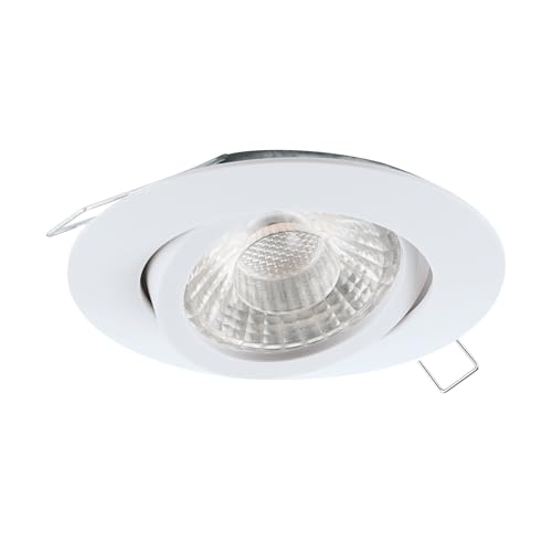 EGLO Tedo 1 Recessed Spotlight Die-Cast Aluminium in White, Recessed Light with GU10 Socket, LED Bulb Included, Flat, Swivelling, Diameter 8 cm
