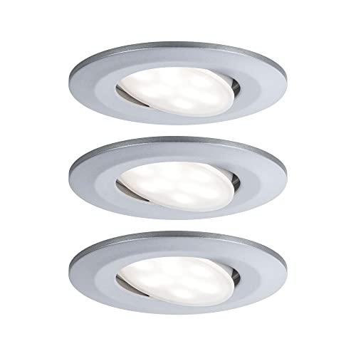 Paulmann Calla LED Recessed Luminaire Set Round 3x6.5W IP65 Matt Chrome Silver 4000K Cool White 30000 Lumen 9cm 488g Outdoor Bathroom Dining Room Hallway Study Children's Bedroom