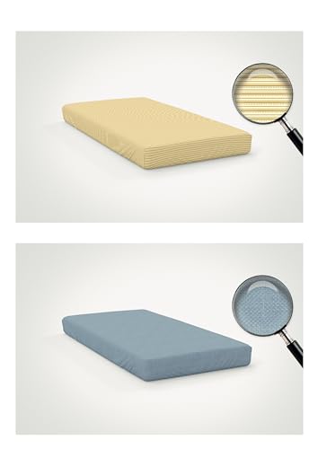 Le vie del cotone, Pair of Fitted Sheets, Pure Cotton, 175 x 200 cm, Bulk Pack