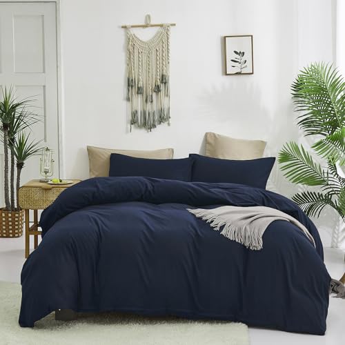 karever Solid Navy Comforter Set Full Soft Down Pure Navy Blue Bedding Quilt Set for Kids Teens Adult All Navy Blue Blanket Breathable Durable (Full(80''90''), Navy Comforter)