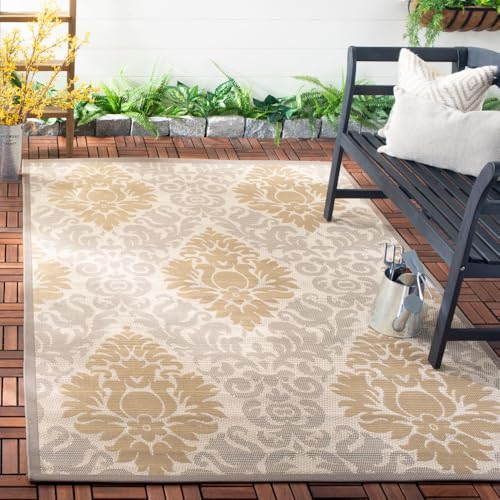 Safavieh Contemporary Indoor/Outdoor Woven Rectangle Area Rug, Courtyard Collection, CY7133, in Beige / Dark Beige, 160 X 231 cm for Garden, Patio or Any Outdoor Space
