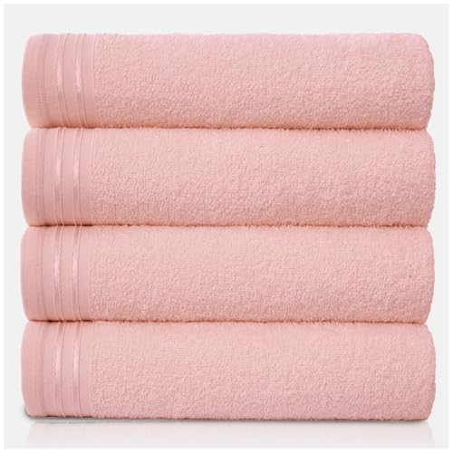 GC GAVENO CAVAILIA Large Towels Bath Sheet - Highly Absorbent Egyptian Cotton Towel Set - 4 Pack Extra Soft Blush Pink - Quick Dry Sheets - 450 GSM Washable Towels, 75 X 135 Cm