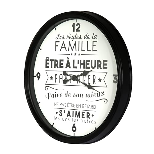 THE HOME DECO FACTORY HD4680 Family Life Clock, Polypropylene, Black, 50 x 6 x 50 cm