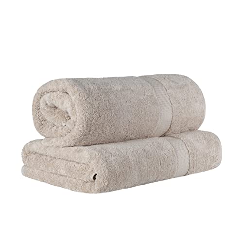 Superior Egyptian Cotton 2-Piece Solid Bath Sheet Set, Bath Sheet 34β x 68β, 800 GSM, 2-Pieces, Stone