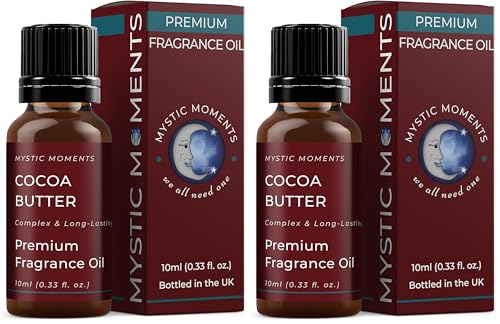 Mystic Moments - Cocoa Butter Fragrance Oil - 10ml - Perfect for Soaps, Candles, Bath Bombs, Oil Burners, Diffusers and Skin & Hair Care Items (Pack of 2)